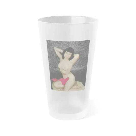 Bettie Page #87 (Vintage Female Icon) Frosted Pint Glass 16oz 16oz Frosted - Go Mug Yourself