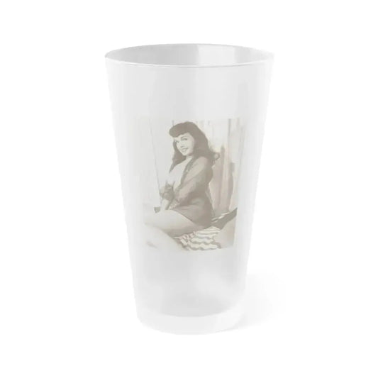 Bettie Page #890 (Vintage Female Icon) Frosted Pint Glass 16oz 16oz Frosted - Go Mug Yourself