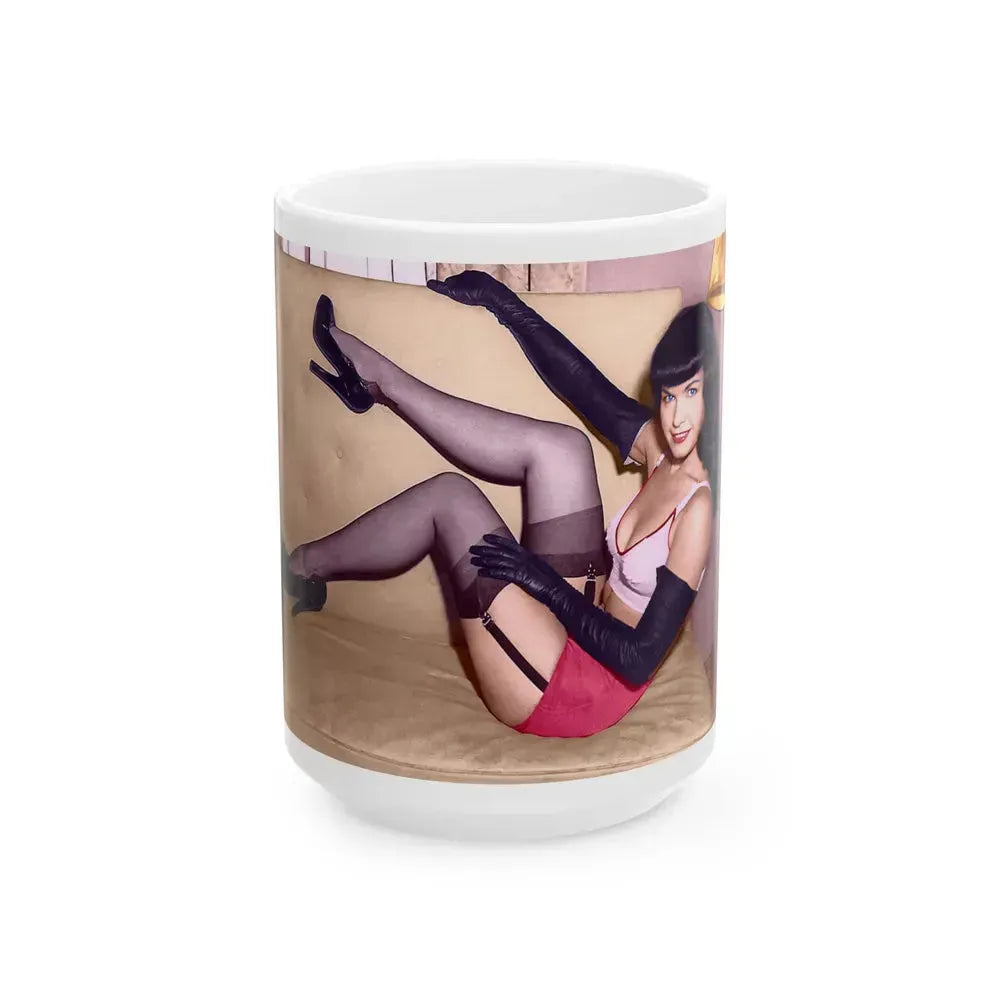 Bettie Page #91 (Vintage Female Icon) White Coffee Mug 15oz - Go Mug Yourself