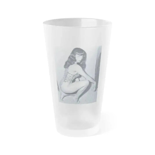 Bettie Page #918 (Vintage Female Icon) Frosted Pint Glass 16oz 16oz Frosted - Go Mug Yourself