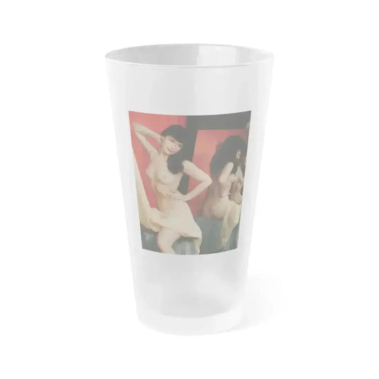 Bettie Page #92 (Vintage Female Icon) Frosted Pint Glass 16oz 16oz Frosted - Go Mug Yourself