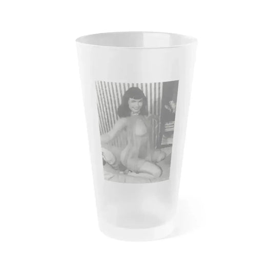 Bettie Page #925 (Vintage Female Icon) Frosted Pint Glass 16oz 16oz Frosted - Go Mug Yourself