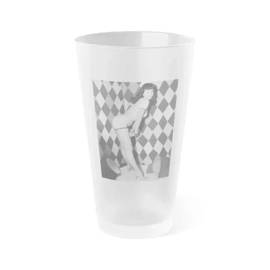 Bettie Page #933 (Vintage Female Icon) Frosted Pint Glass 16oz 16oz Frosted - Go Mug Yourself