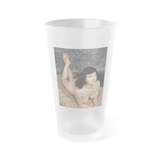 Bettie Page #94 (Vintage Female Icon) Frosted Pint Glass 16oz 16oz Frosted - Go Mug Yourself
