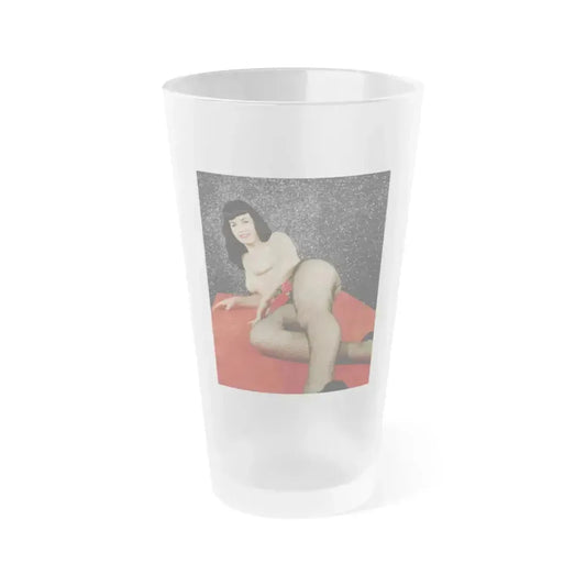 Bettie Page #95 (Vintage Female Icon) Frosted Pint Glass 16oz 16oz Frosted - Go Mug Yourself