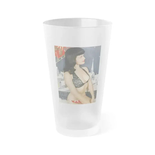 Bettie Page #97 (Vintage Female Icon) Frosted Pint Glass 16oz 16oz Frosted - Go Mug Yourself