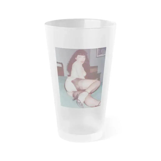 Bettie Page #977 (Vintage Female Icon) Frosted Pint Glass 16oz 16oz Frosted - Go Mug Yourself