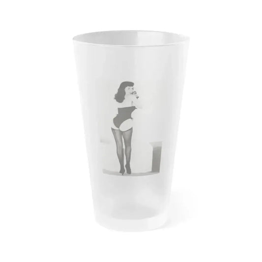 Bettie Page #979 (Vintage Female Icon) Frosted Pint Glass 16oz 16oz Frosted - Go Mug Yourself