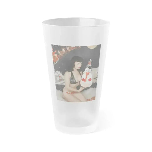 Bettie Page #98 (Vintage Female Icon) Frosted Pint Glass 16oz 16oz Frosted - Go Mug Yourself