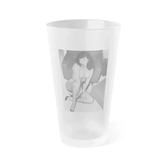 Bettie Page #982 (Vintage Female Icon) Frosted Pint Glass 16oz 16oz Frosted - Go Mug Yourself