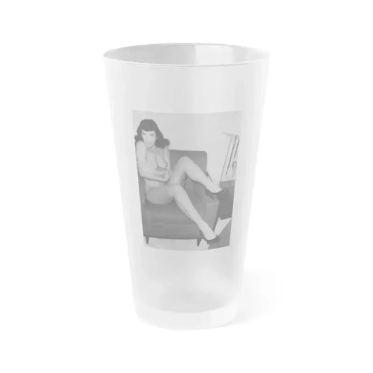 Bettie Page #983 (Vintage Female Icon) Frosted Pint Glass 16oz 16oz Frosted - Go Mug Yourself