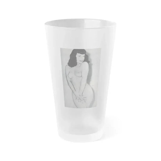 Bettie Page #985 (Vintage Female Icon) Frosted Pint Glass 16oz 16oz Frosted - Go Mug Yourself