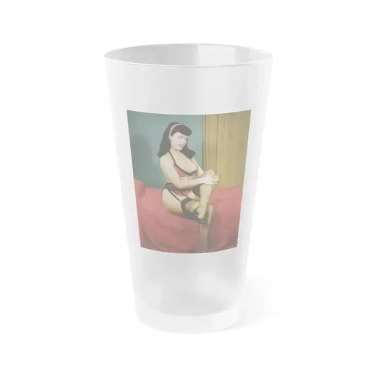 Bettie Page #986 (Vintage Female Icon) Frosted Pint Glass 16oz 16oz Frosted - Go Mug Yourself