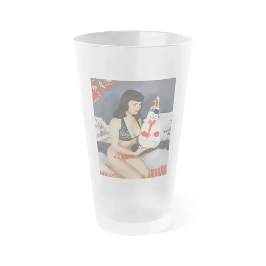Bettie Page #99 (Vintage Female Icon) Frosted Pint Glass 16oz 16oz Frosted - Go Mug Yourself