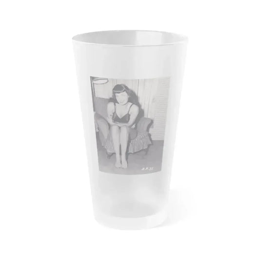 Bettie Page #991 (Vintage Female Icon) Frosted Pint Glass 16oz 16oz Frosted - Go Mug Yourself