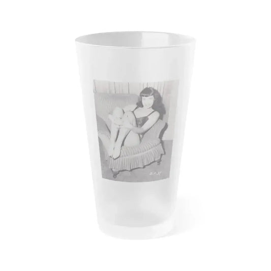 Bettie Page #992 (Vintage Female Icon) Frosted Pint Glass 16oz 16oz Frosted - Go Mug Yourself