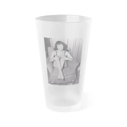 Bettie Page #993 (Vintage Female Icon) Frosted Pint Glass 16oz 16oz Frosted - Go Mug Yourself