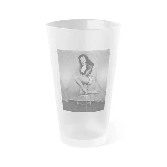 Bettie Page #995 (Vintage Female Icon) Frosted Pint Glass 16oz 16oz Frosted - Go Mug Yourself