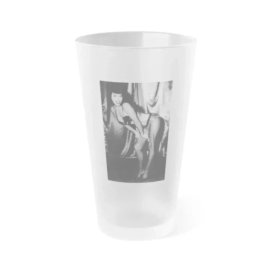 Bettie Page #997 (Vintage Female Icon) Frosted Pint Glass 16oz 16oz Frosted - Go Mug Yourself