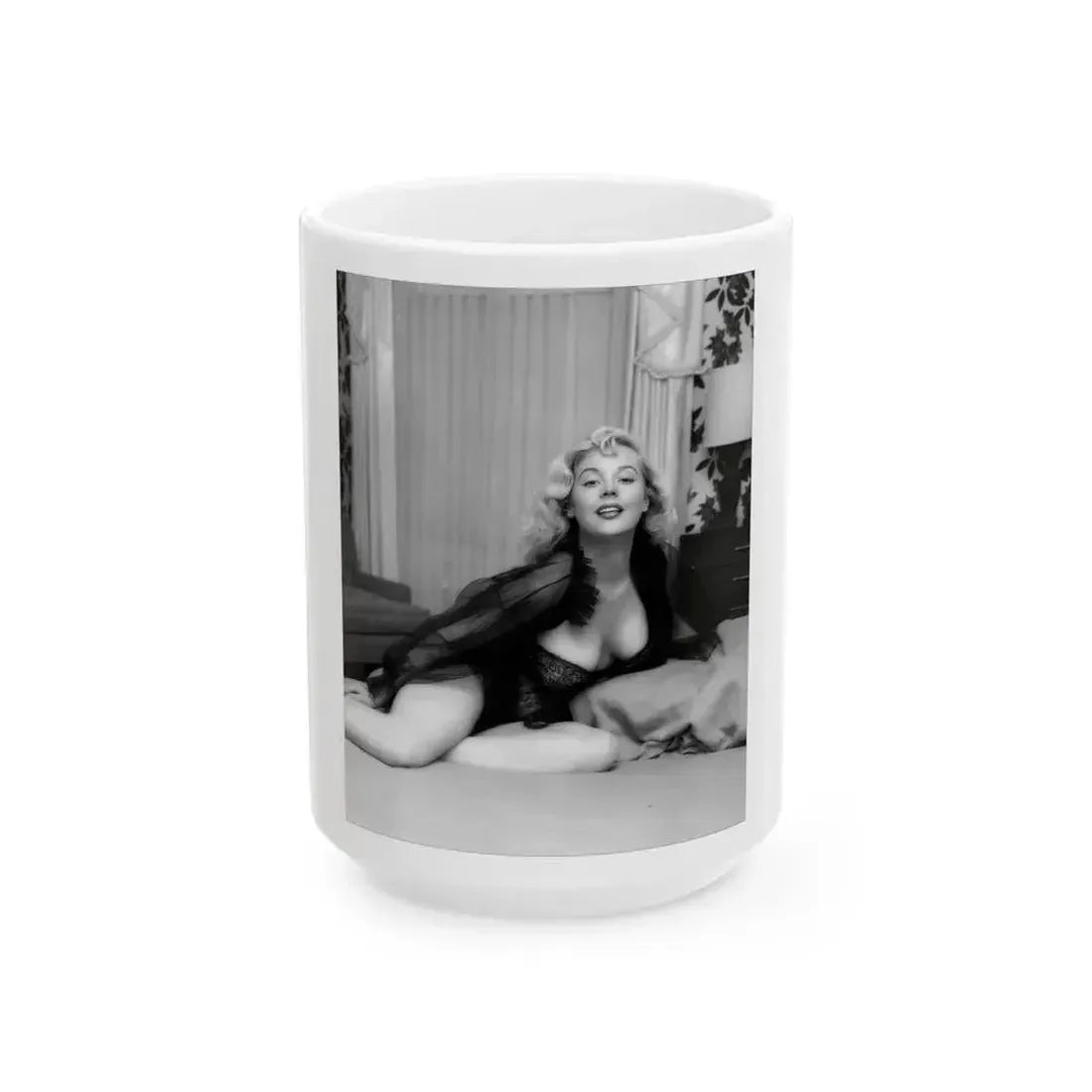 Betty Brosmer #161 (Vintage Female Icon) White Coffee Mug 15oz - Go Mug Yourself