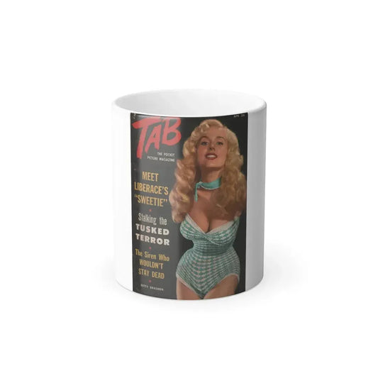 Betty Brosmer #163 - Tab Digest Mag. April '55 - Betty on Cover in Color (Vintage Female Icon) Color Changing Mug 11oz 11oz - Go Mug Yourself