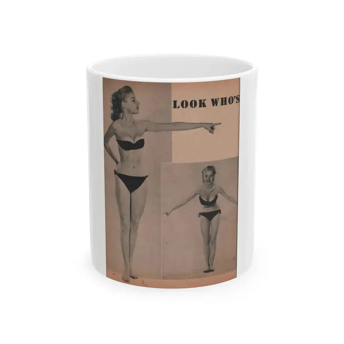 Betty Brosmer #164 - Cover Girls Models Jan. '53 - 2 B&W Photos (Vintage Female Icon) White Coffee Mug 11oz - Go Mug Yourself