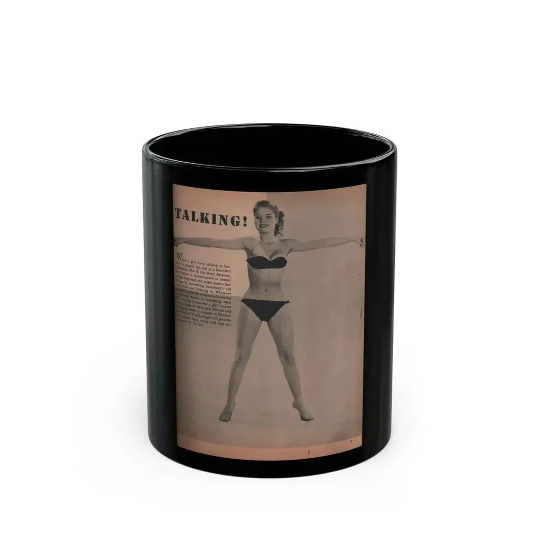 Betty Brosmer #165 - Cover Girls Models Jan. '53 - 1 B&W Photo (Vintage Female Icon) Black Coffee Mug 11oz - Go Mug Yourself