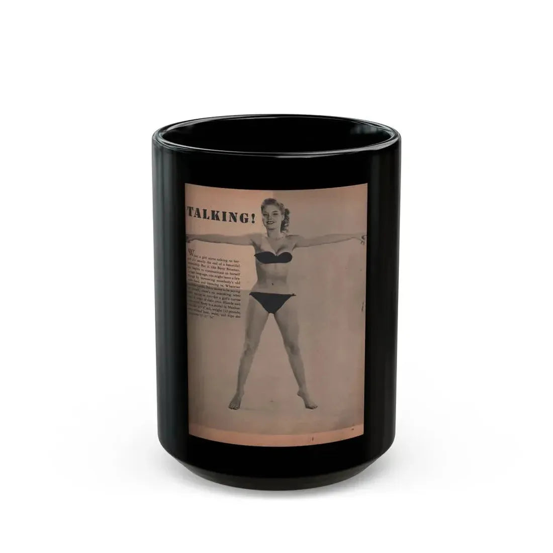 Betty Brosmer #165 - Cover Girls Models Jan. '53 - 1 B&W Photo (Vintage Female Icon) Black Coffee Mug 15oz - Go Mug Yourself