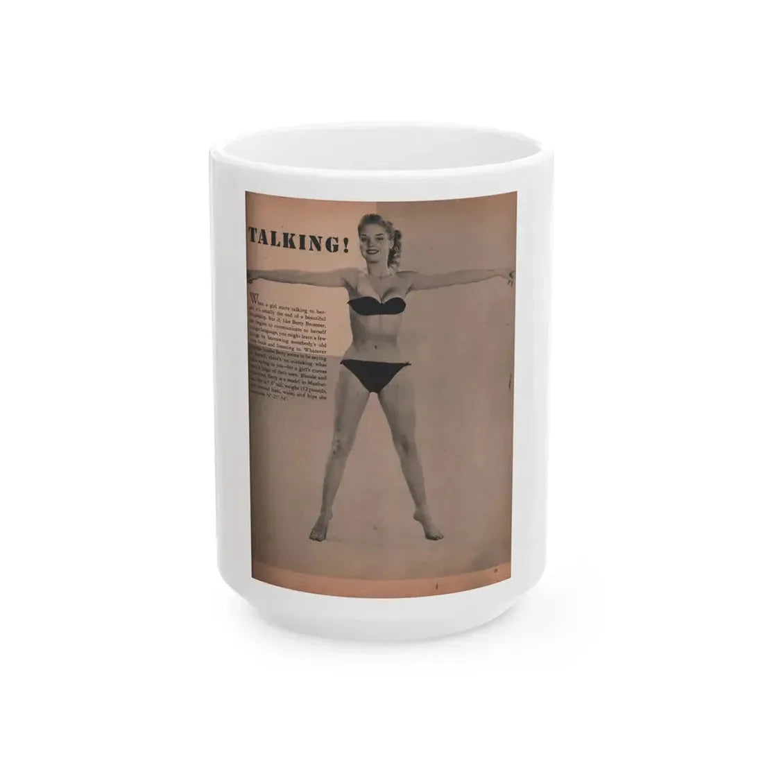 Betty Brosmer #165 - Cover Girls Models Jan. '53 - 1 B&W Photo (Vintage Female Icon) White Coffee Mug 15oz - Go Mug Yourself