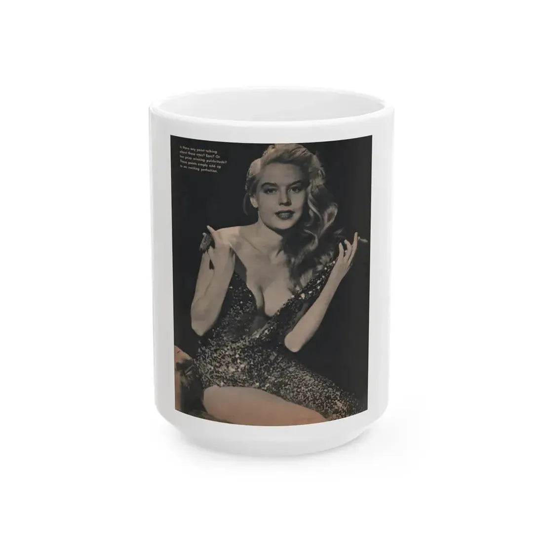 Betty Brosmer #167 - Gala Mag. Jan. '53 - 1 B&W Photos & Caption (Vintage Female Icon) White Coffee Mug 15oz - Go Mug Yourself