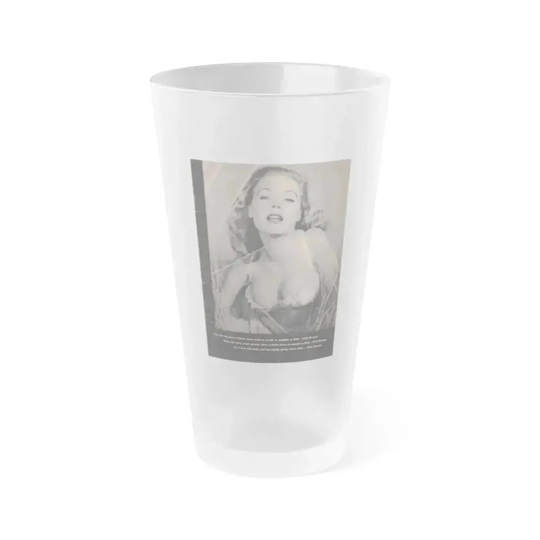 Betty Brosmer #170 - Ace Mag. Dec. '58 - 1 B&W Photo on backside of back cover (Vintage Female Icon) Frosted Pint Glass 16oz 16oz Frosted - Go Mug Yourself
