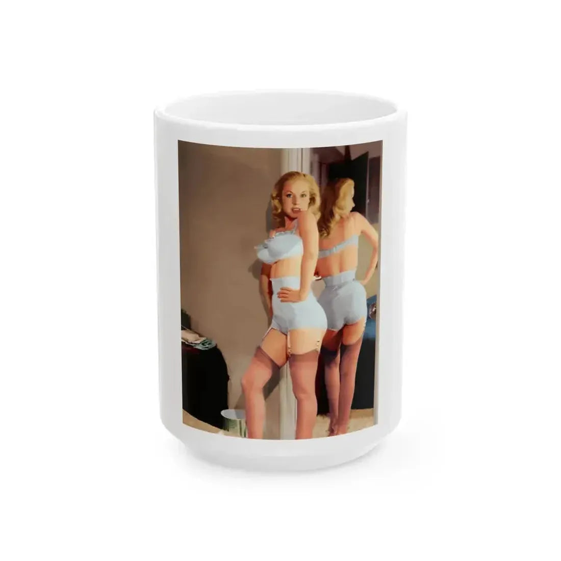Betty Brosmer #182 (Vintage Female Icon) White Coffee Mug 15oz - Go Mug Yourself