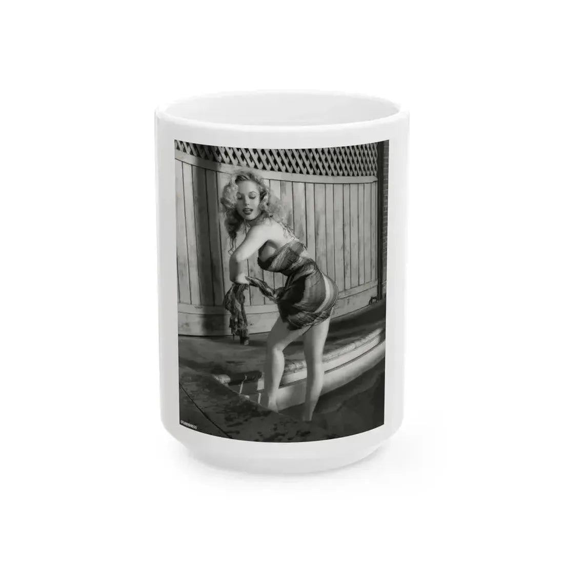 Betty Brosmer #219 (Vintage Female Icon) White Coffee Mug 15oz - Go Mug Yourself