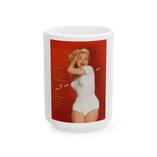 Betty Brosmer #234 - 1 Page Full Color Pin-Up from Jem Mag. May '57 (Vintage Female Icon) White Coffee Mug 15oz - Go Mug Yourself