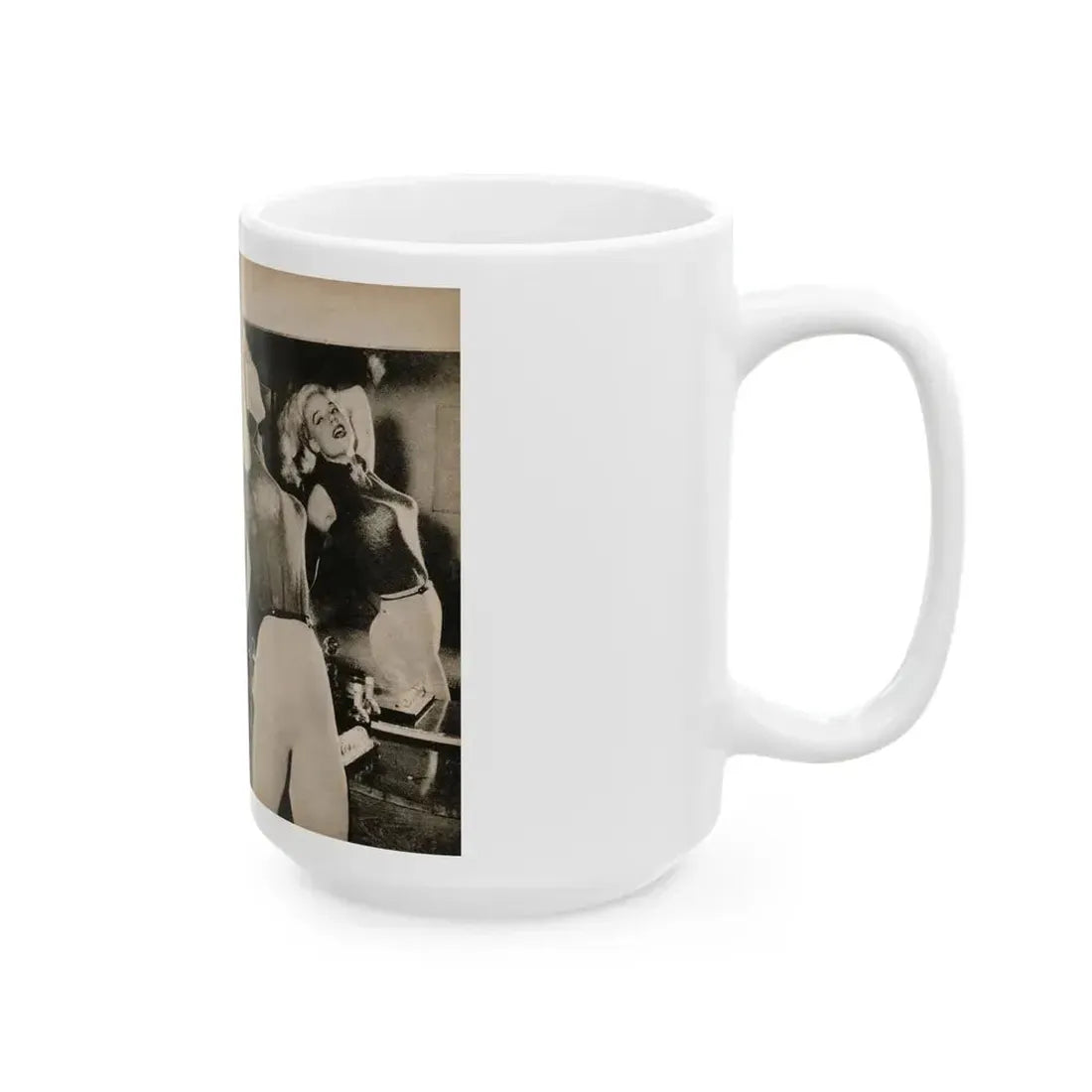Betty Brosmer #237 - 2 Pages, 2 B&W Photos & Caption from PIC Digest Mag. May '57 (Vintage Female Icon) White Coffee Mug - Go Mug Yourself