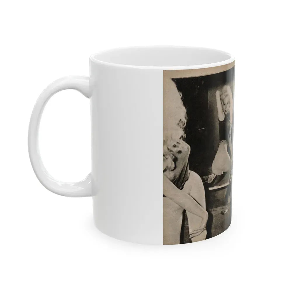 Betty Brosmer #238 - 2 Pages & 2 B&W Photos & Caption from PIC Digest Mag. May '57 (Vintage Female Icon) White Coffee Mug - Go Mug Yourself