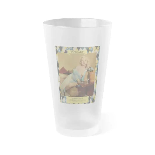 Betty Brosmer #241 - 1 Full Color Page January Calendar Pin-Up from Jem Mag. June '58 (Vintage Female Icon) Frosted Pint Glass 16oz 16oz Frosted - Go Mug Yourself