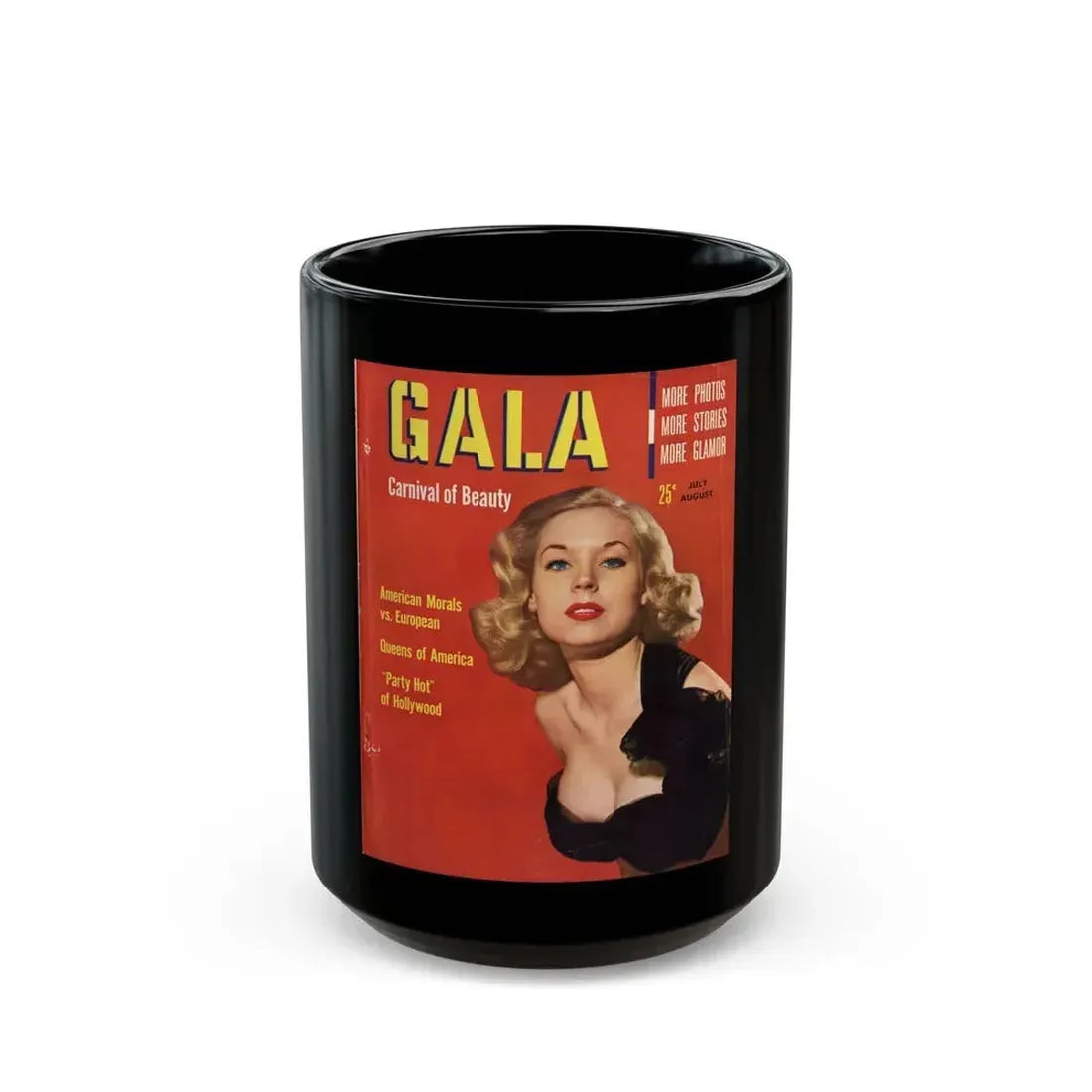 Betty Brosmer #243 - Betty on Cover of GALA Mag. Cover (Vintage Female Icon) Black Coffee Mug 15oz - Go Mug Yourself