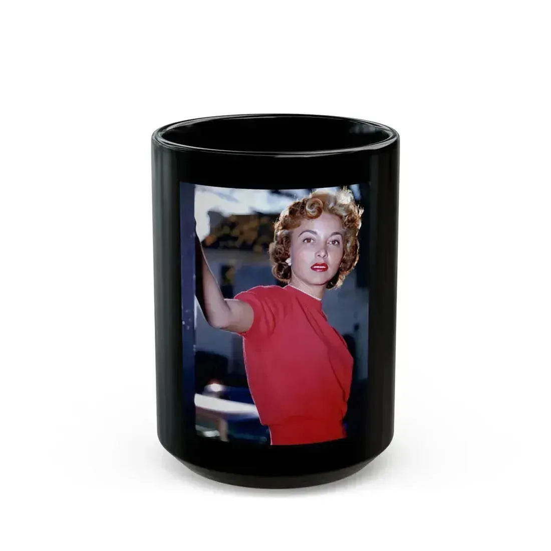 Beverly Garland #10 (Vintage Female Icon) Black Coffee Mug 15oz - Go Mug Yourself