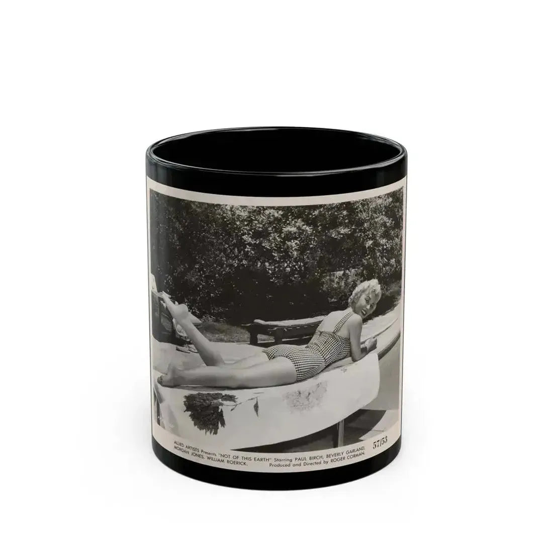 Beverly Garland #110 - 8x10 Vintage B&W 1-Piece Swimsuit Cheesecake Promo Photo from ''Not Of This Earth'' '57 (Vintage Female Icon) Black Coffee Mug 11oz - Go Mug Yourself
