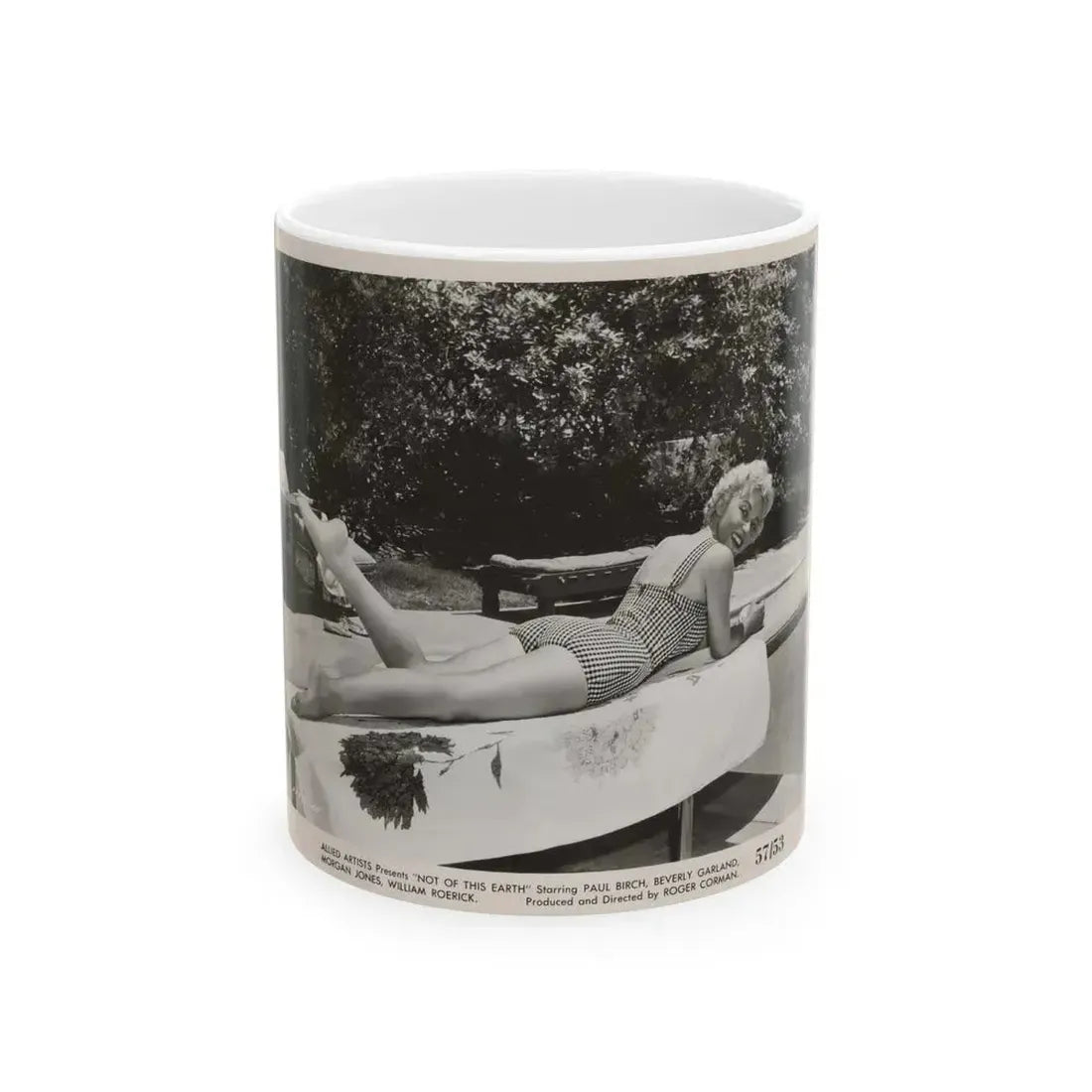 Beverly Garland #110 - 8x10 Vintage B&W 1-Piece Swimsuit Cheesecake Promo Photo from ''Not Of This Earth'' '57 (Vintage Female Icon) White Coffee Mug 11oz - Go Mug Yourself