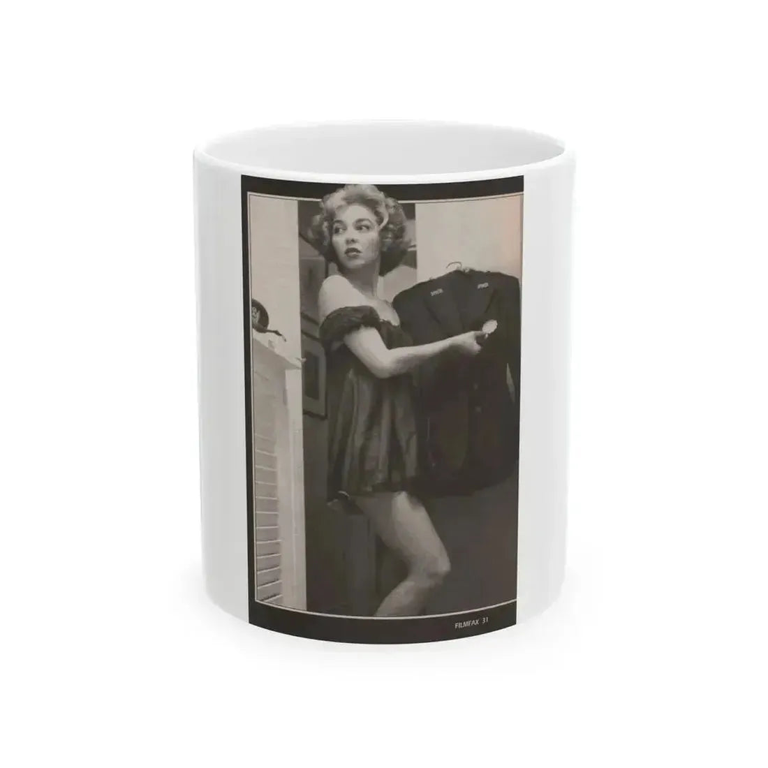 Beverly Garland #121 - Filmfax Mag. Issue #60 Spring '97 - 1 B&W Photo (Vintage Female Icon) White Coffee Mug 11oz - Go Mug Yourself