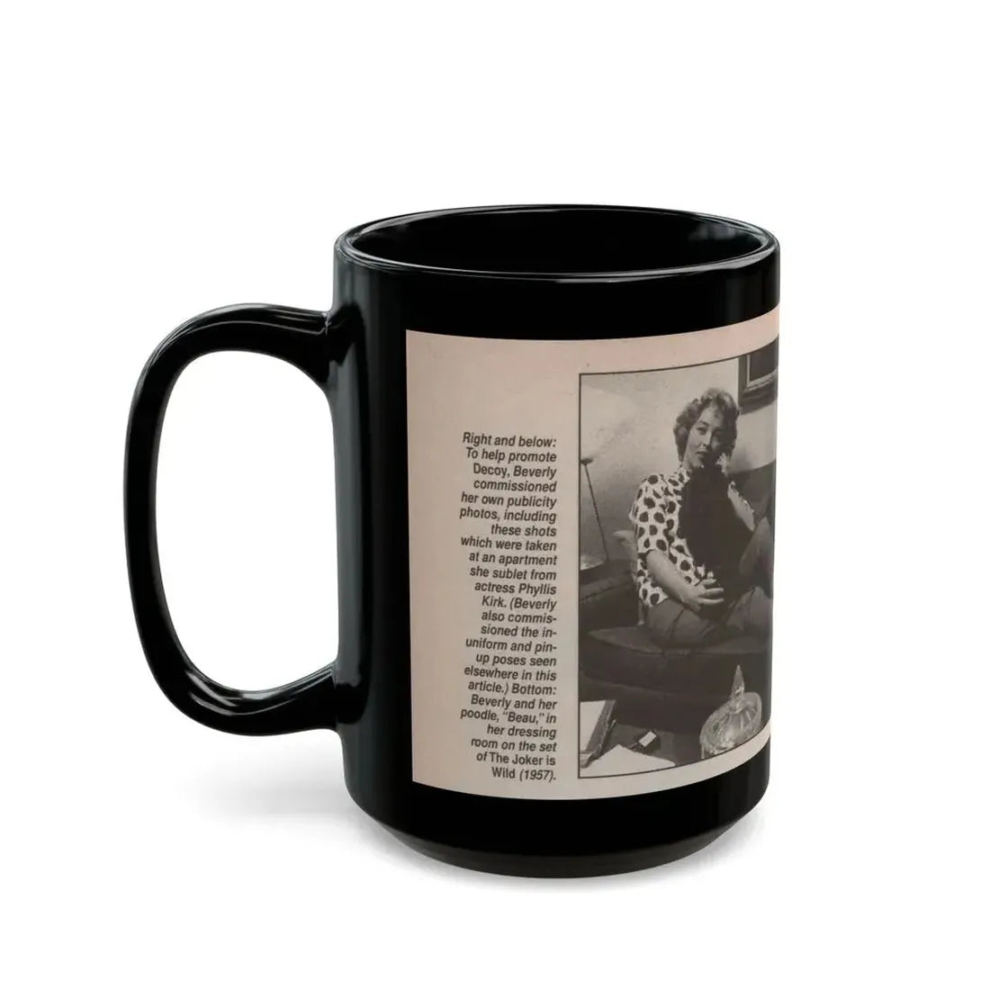 Beverly Garland #123 - Filmfax Mag. Issue #60 Spring '97 - 2 B&W Photos (Vintage Female Icon) Black Coffee Mug - Go Mug Yourself