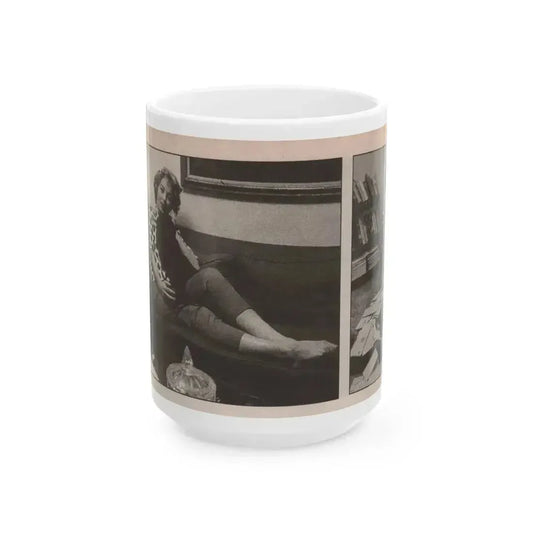 Beverly Garland #123 - Filmfax Mag. Issue #60 Spring '97 - 2 B&W Photos (Vintage Female Icon) White Coffee Mug 15oz - Go Mug Yourself