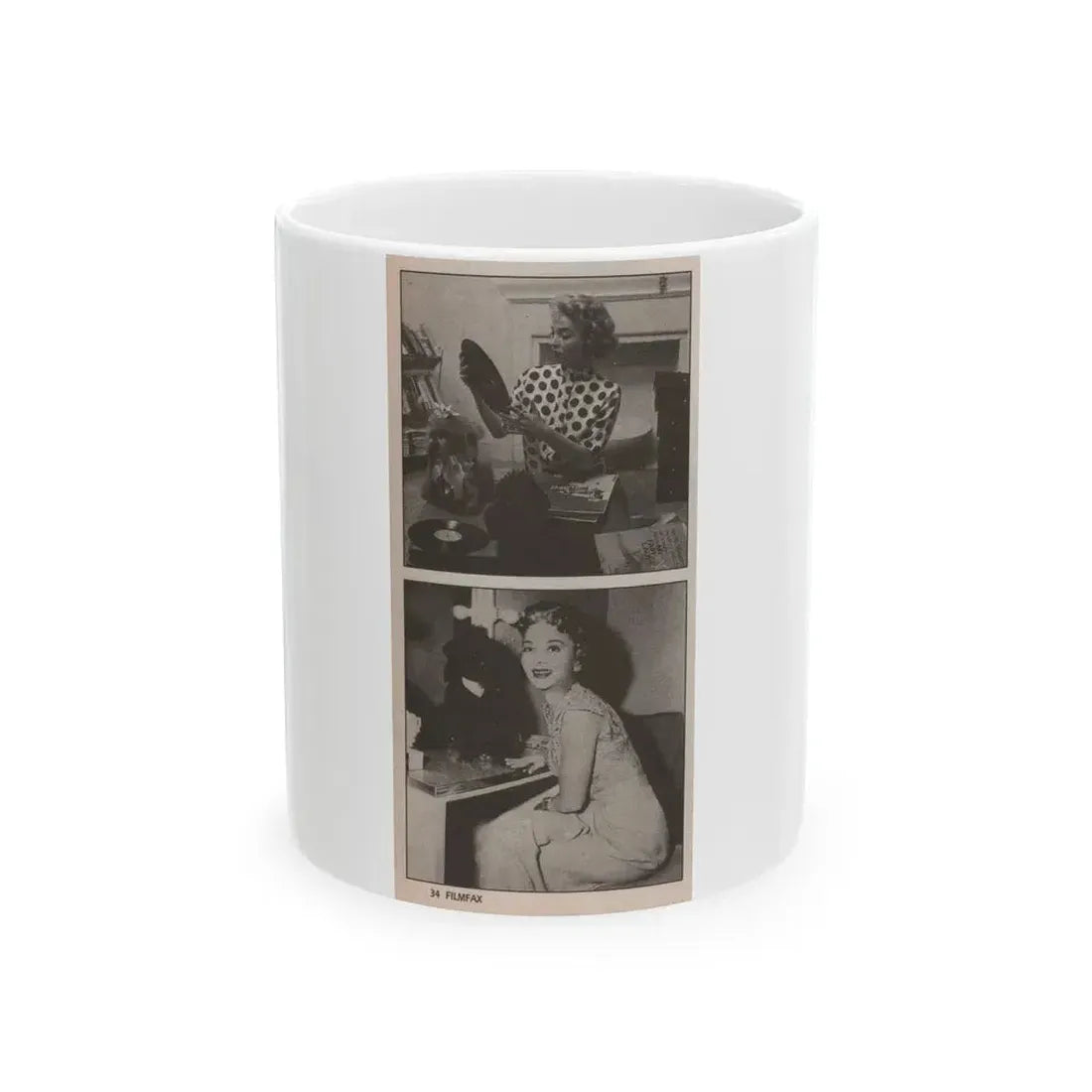 Beverly Garland #124 - Filmfax Mag. Issue #60 Spring '97 - 2 B&W Photos (Vintage Female Icon) White Coffee Mug 11oz - Go Mug Yourself