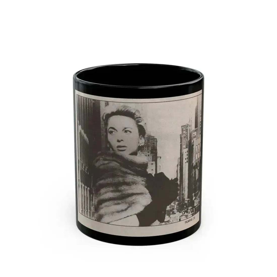 Beverly Garland #125 - Filmfax Mag. Issue #60 Spring '97 - 1 B&W Photo (Vintage Female Icon) Black Coffee Mug 11oz - Go Mug Yourself