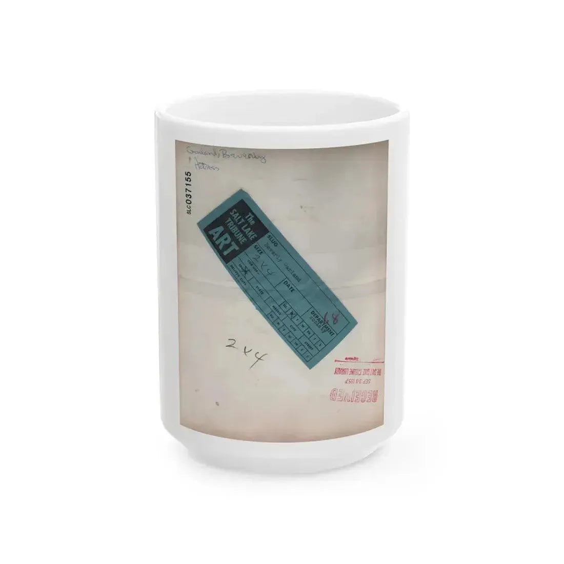 Beverly Garland #32 - 7x9 Vintage B&W Head & Shoulder Glamour Promo Photo from 9-3-57 (Vintage Female Icon) White Coffee Mug 15oz - Go Mug Yourself