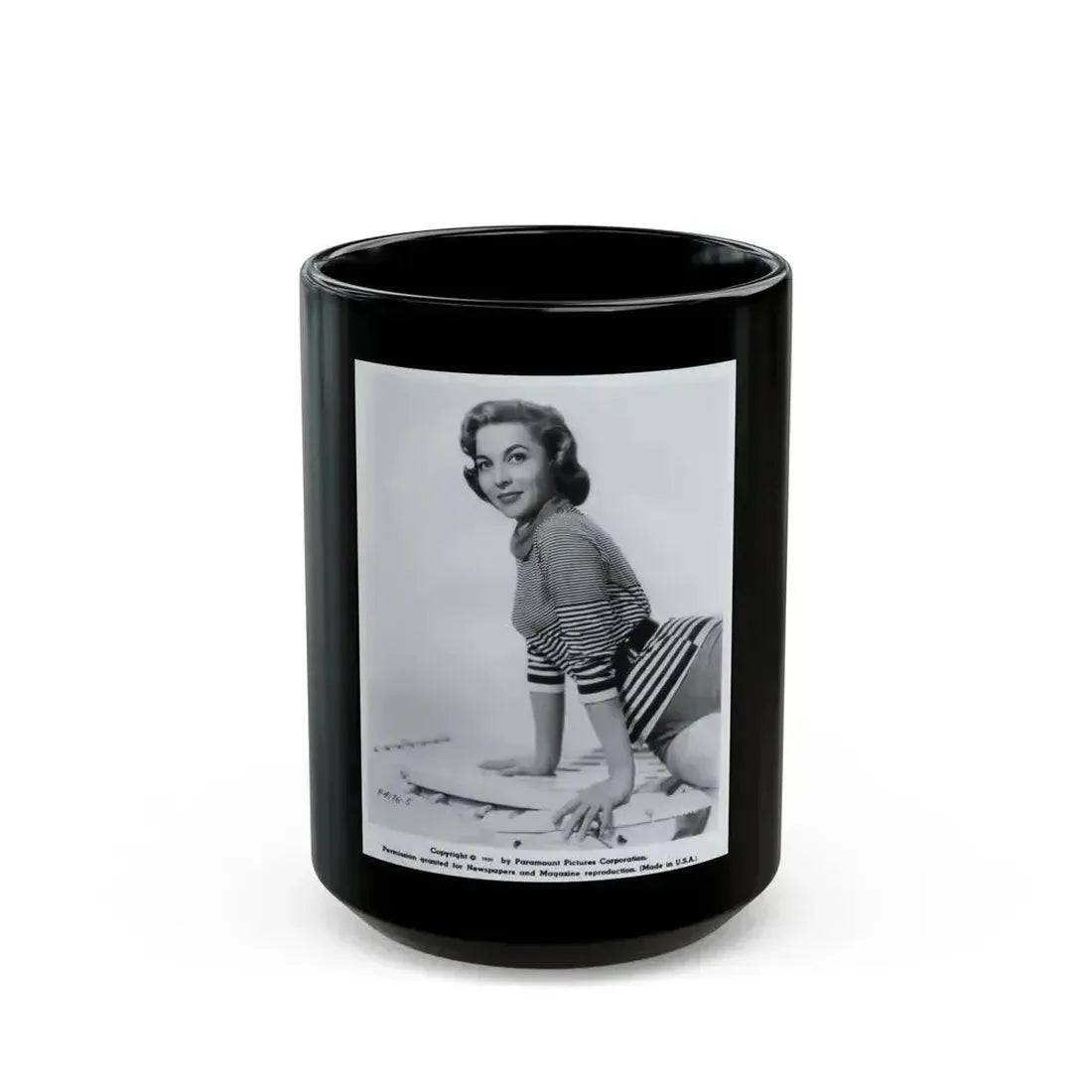Beverly Garland #71 - B&W 1959 Paramount Original Glamour Photo (Vintage Female Icon) Black Coffee Mug 15oz - Go Mug Yourself