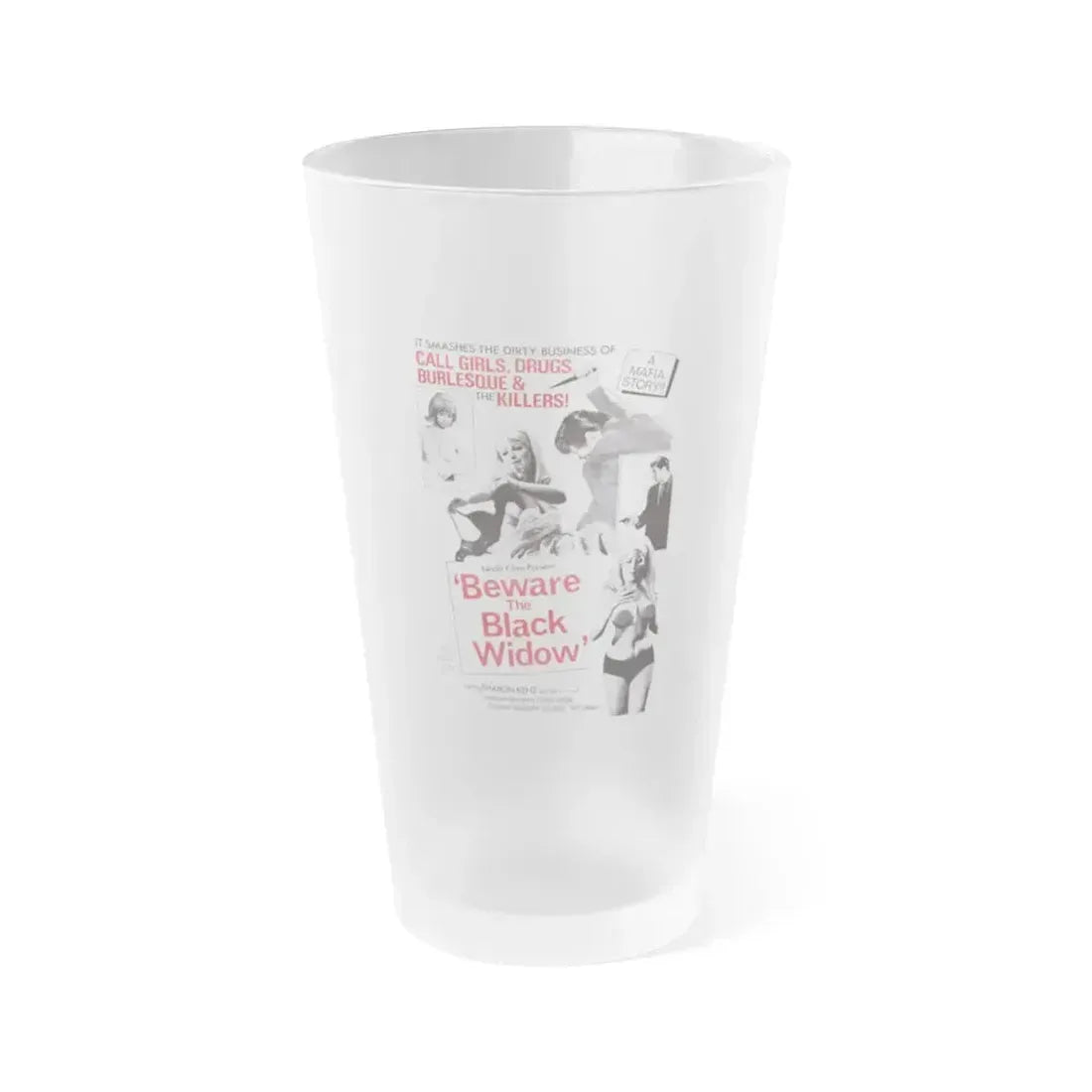 BEWARE THE BLACK WIDOW 1968 Movie Poster - Frosted Pint Glass 16oz 16oz Frosted - Go Mug Yourself