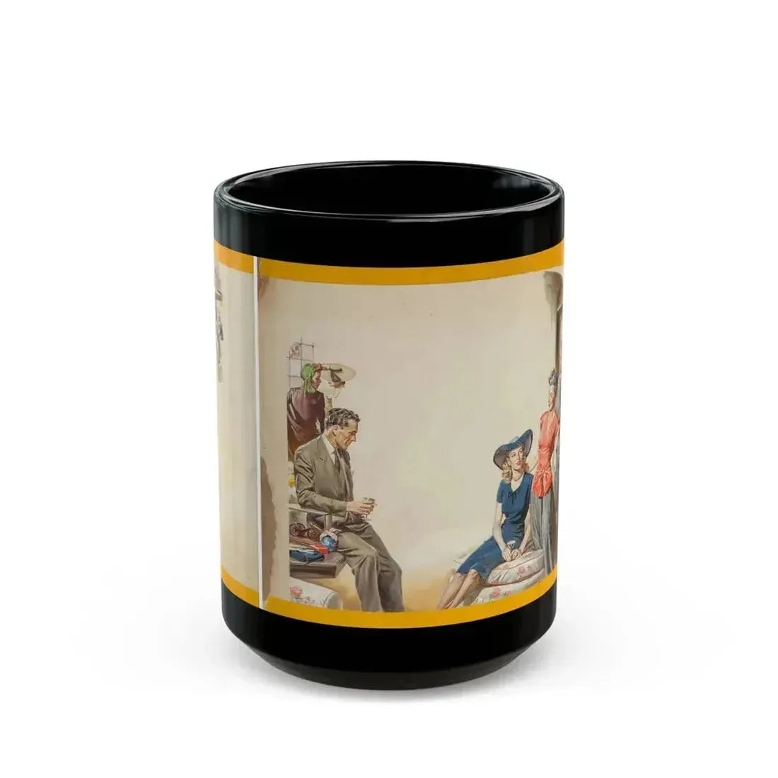 Beyond Expectation, Woman's Home Companion interior illustration, September 1944 - Black Coffee Mug 15oz - Go Mug Yourself